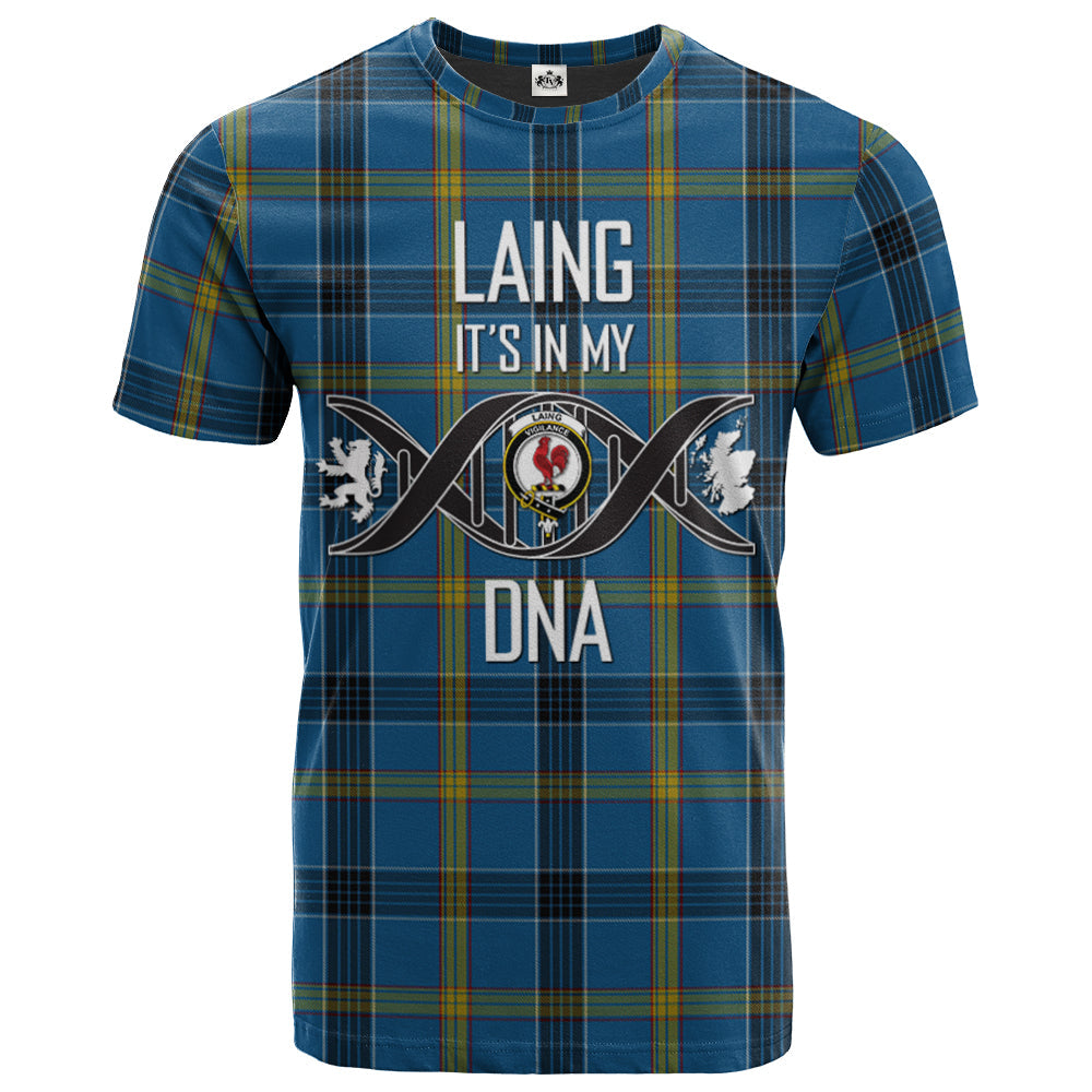 Printivon Laing Clan DNA In Me Tartan Crest T Shirt