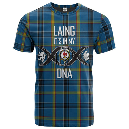 Printivon Laing Clan DNA In Me Tartan Crest T Shirt