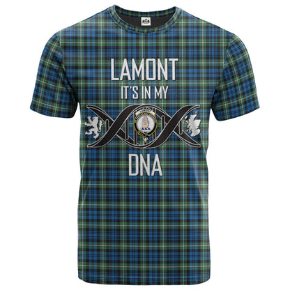 Printivon Lamont Ancient Clan DNA In Me Tartan Crest T Shirt