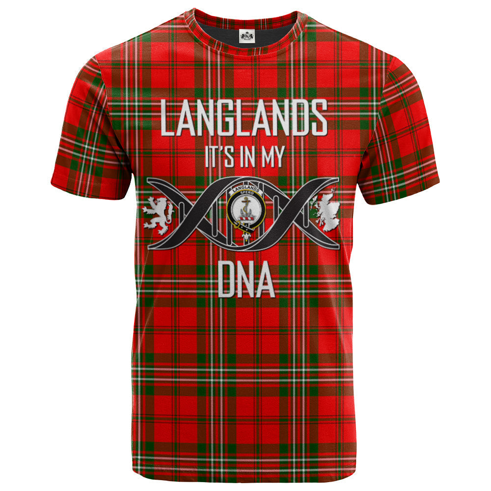 Printivon Langlands Clan DNA In Me Tartan Crest T Shirt