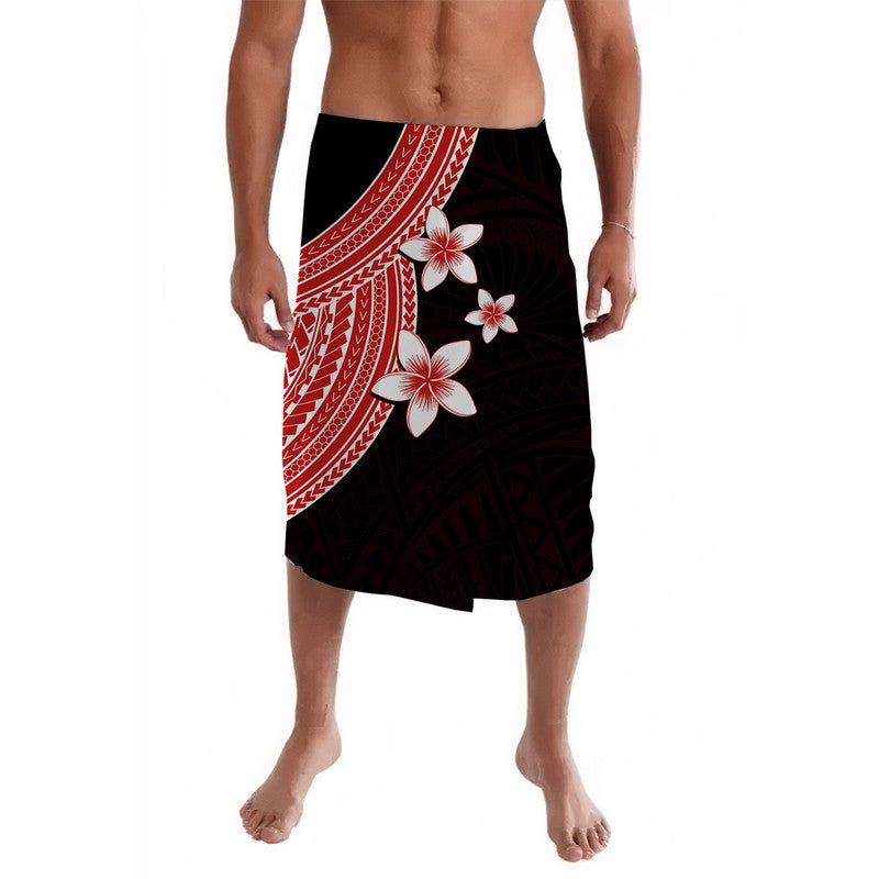 Polynesian Lavalava With Plumeria Flower Red