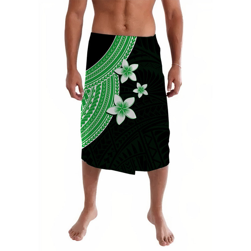 Polynesian Lavalava With Plumeria Flower Green