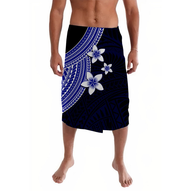 Polynesian Lavalava With Plumeria Flower Blue