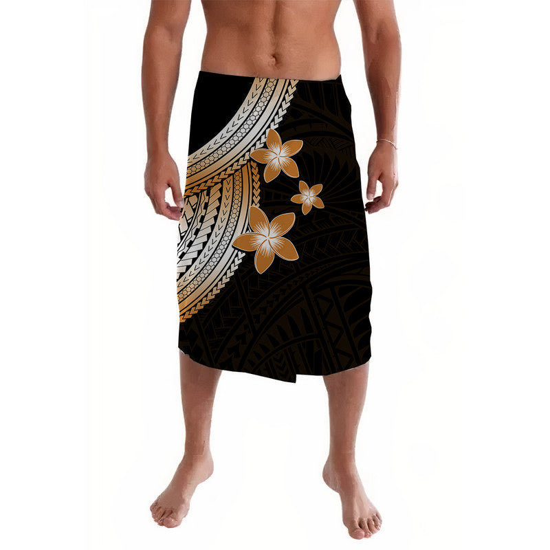 Polynesian Lavalava With Plumeria Flower Gold