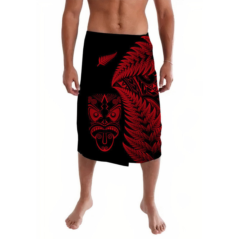 New Zealand Haka Rugby Maori Lavalava Silver Fern Vibes - Red