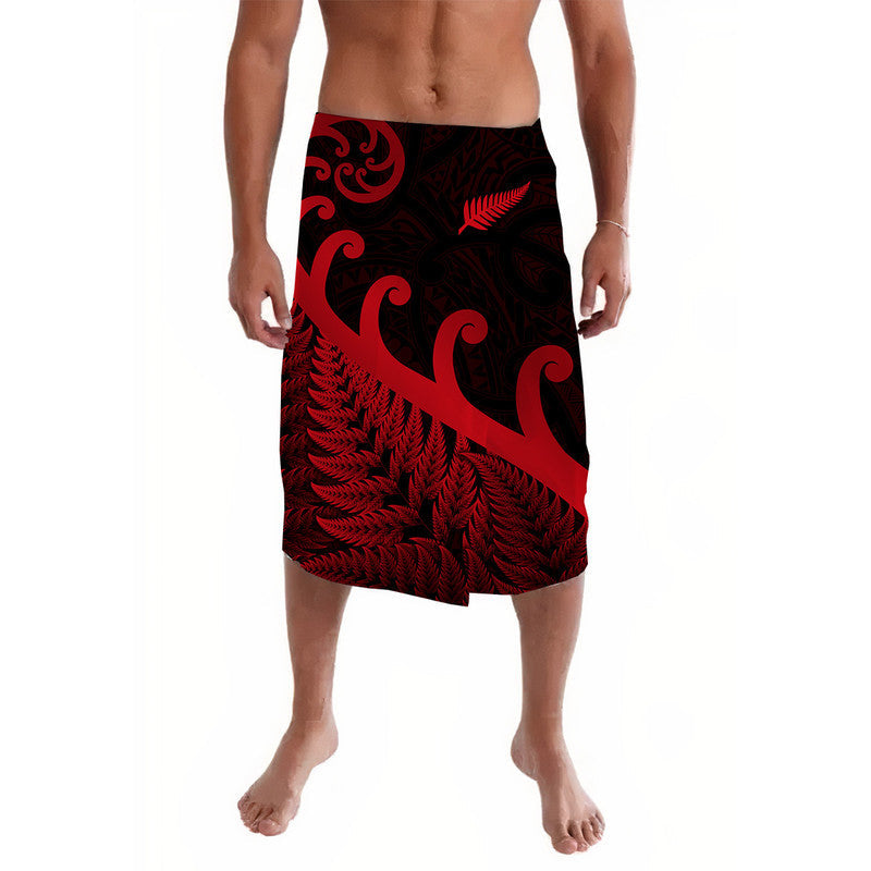 New Zealand Rugby Maori Lavalava Silver Fern Koru Vibes - Red
