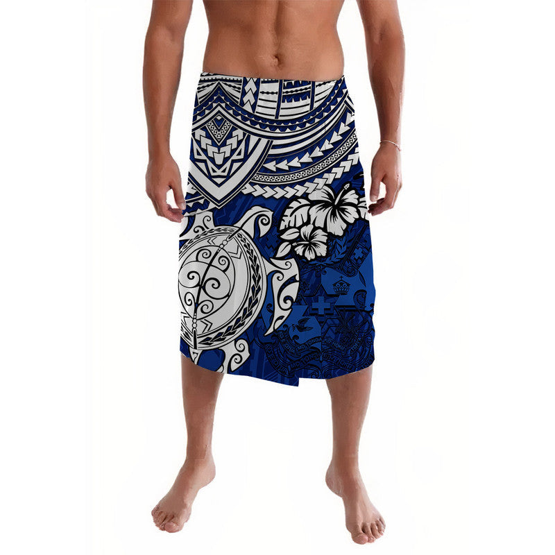 Tonga Coat Of Arms Lavalava Turtle Hibiscus Blue