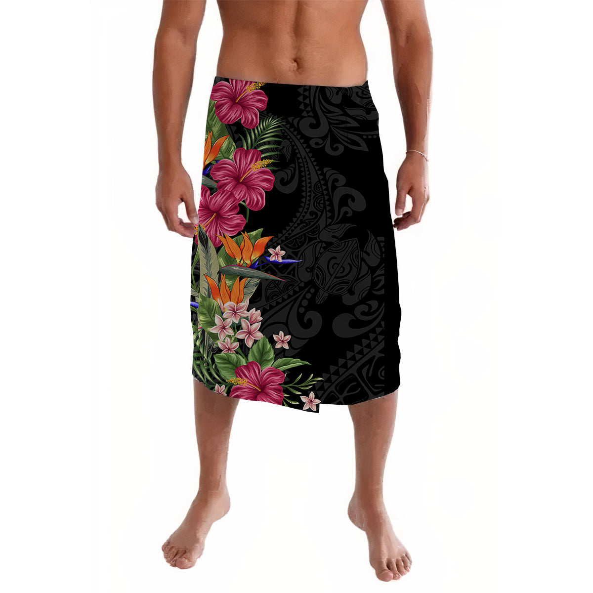 Hawaii Flowers Mix Tribal Pattern Lavalava