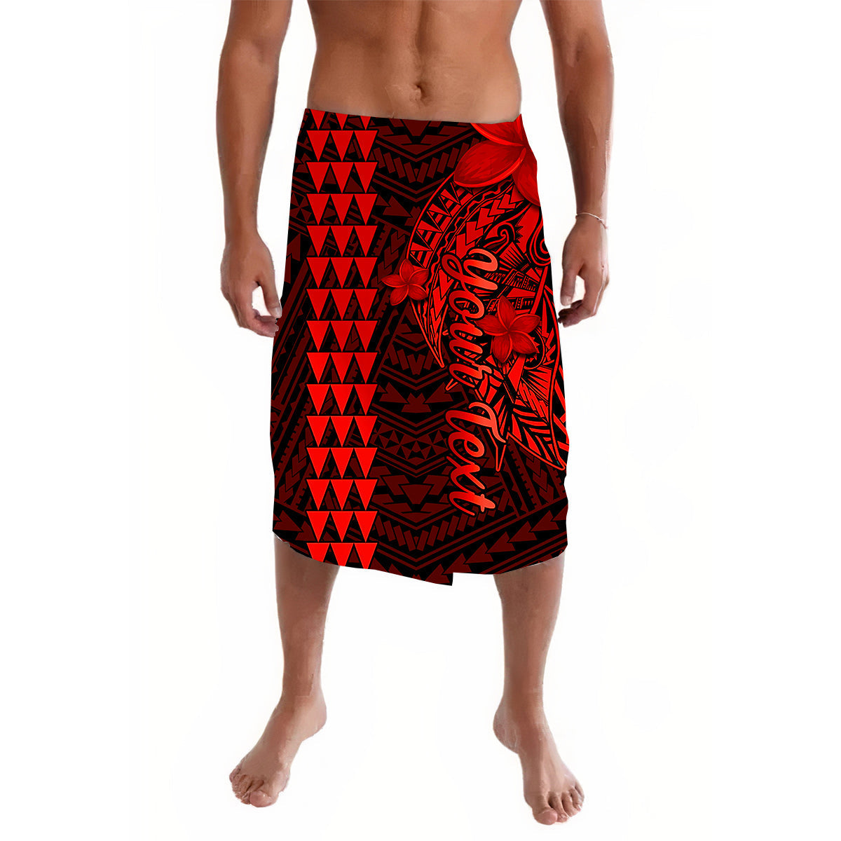 (Custom Personalised) Hawaii Lavalava Kakau Polynesian Pattern Combine Tropical Flowers Ver.06