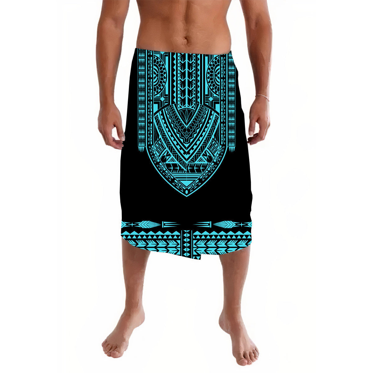 Polynesian Lavalava Dashiki With Polynesian Tattoo Royal Turquoise Version