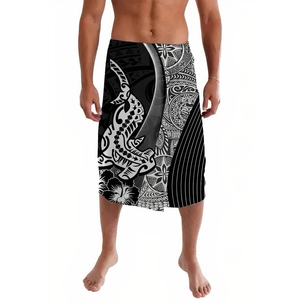 Hawaiian Shark Polynesian Lavalava Vibe Black Style
