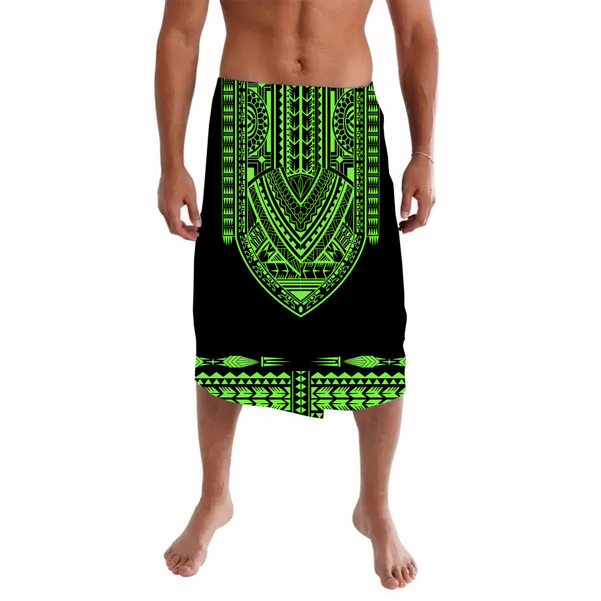 Polynesian Lavalava Dashiki With Polynesian Tattoo Royal Green Version