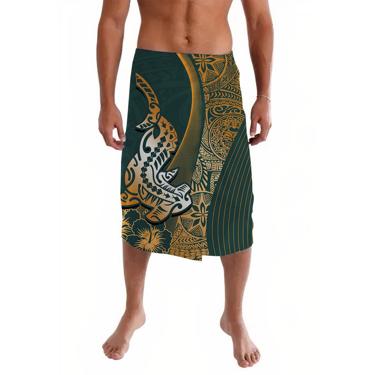 Hawaiian Shark Polynesian Lavalava Vibe Green Style