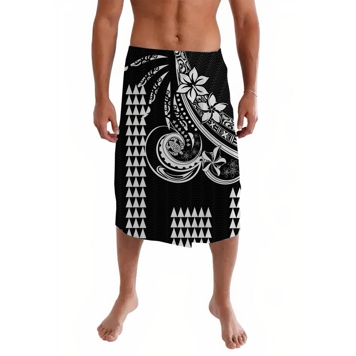 Kakau Hawaiian Polynesian Lavalava Black