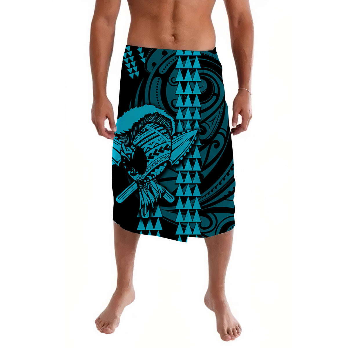 Hawaii Polynesian Warrior Kakau Lavalava-Blue No.1