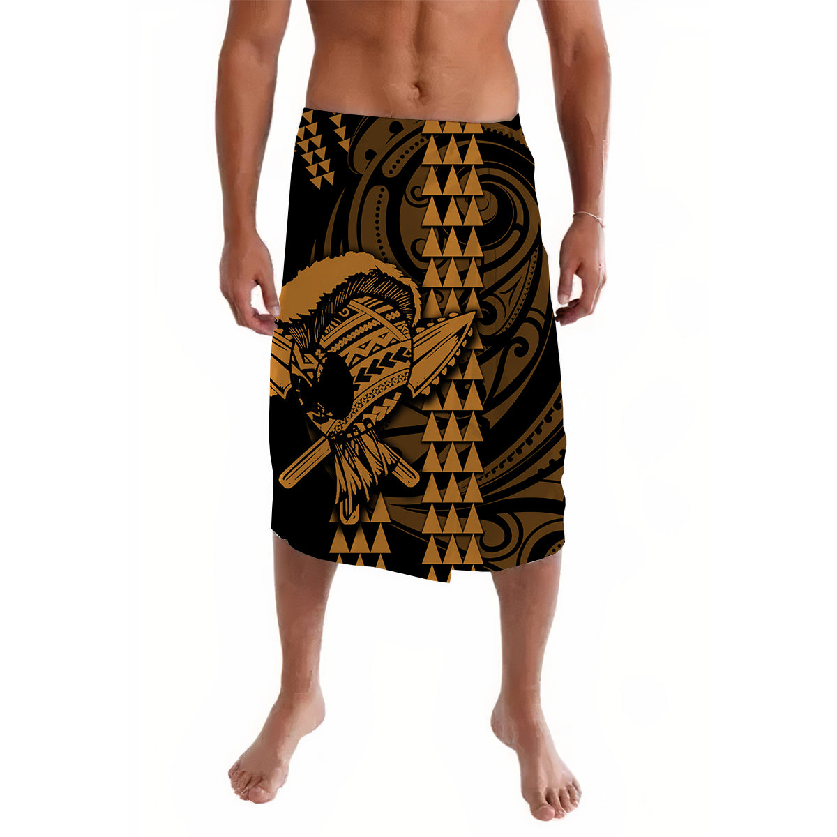 Hawaii Polynesian Warrior Kakau Lavalava-Gold No.1