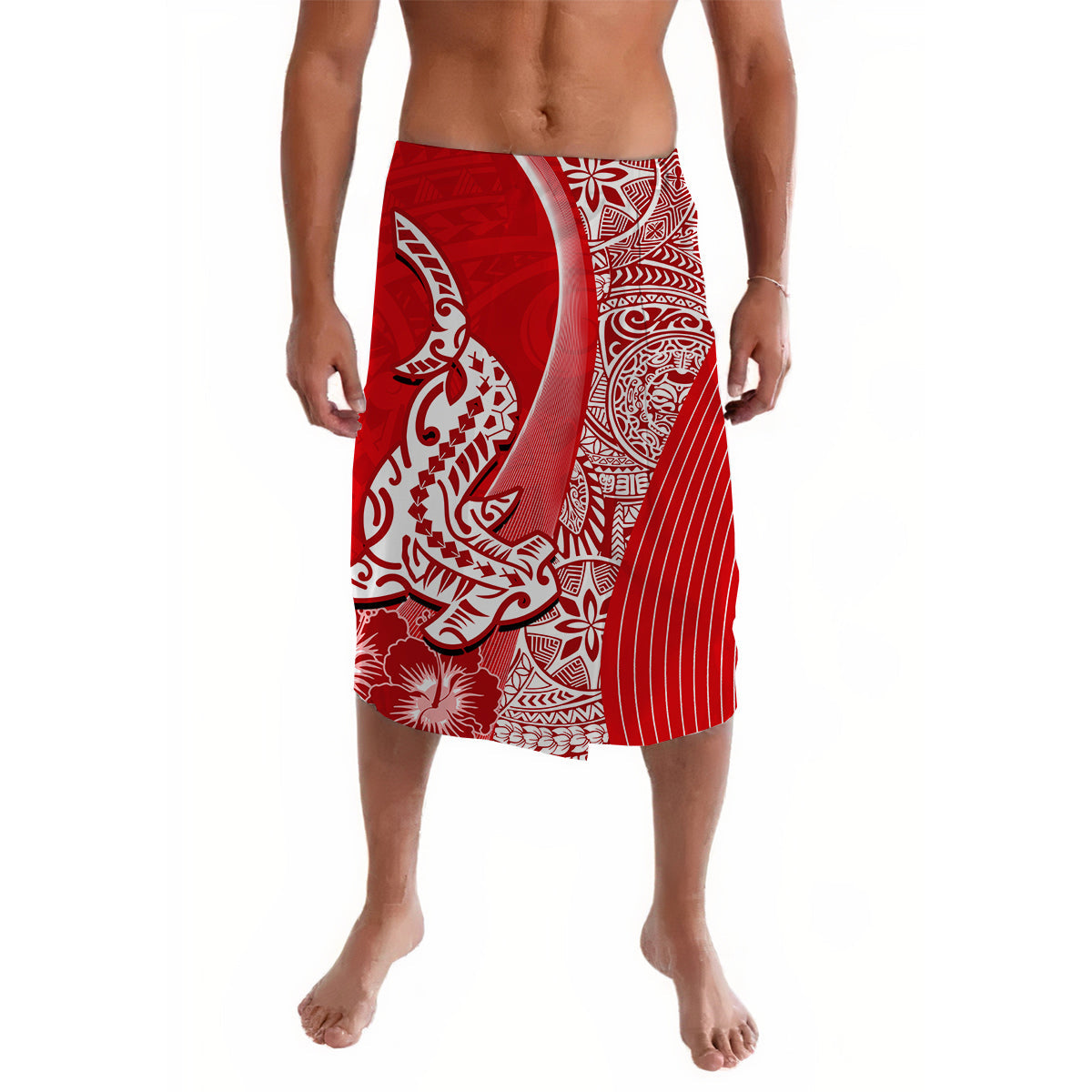 Hawaiian Shark Polynesian Lavalava Vibe Red Style