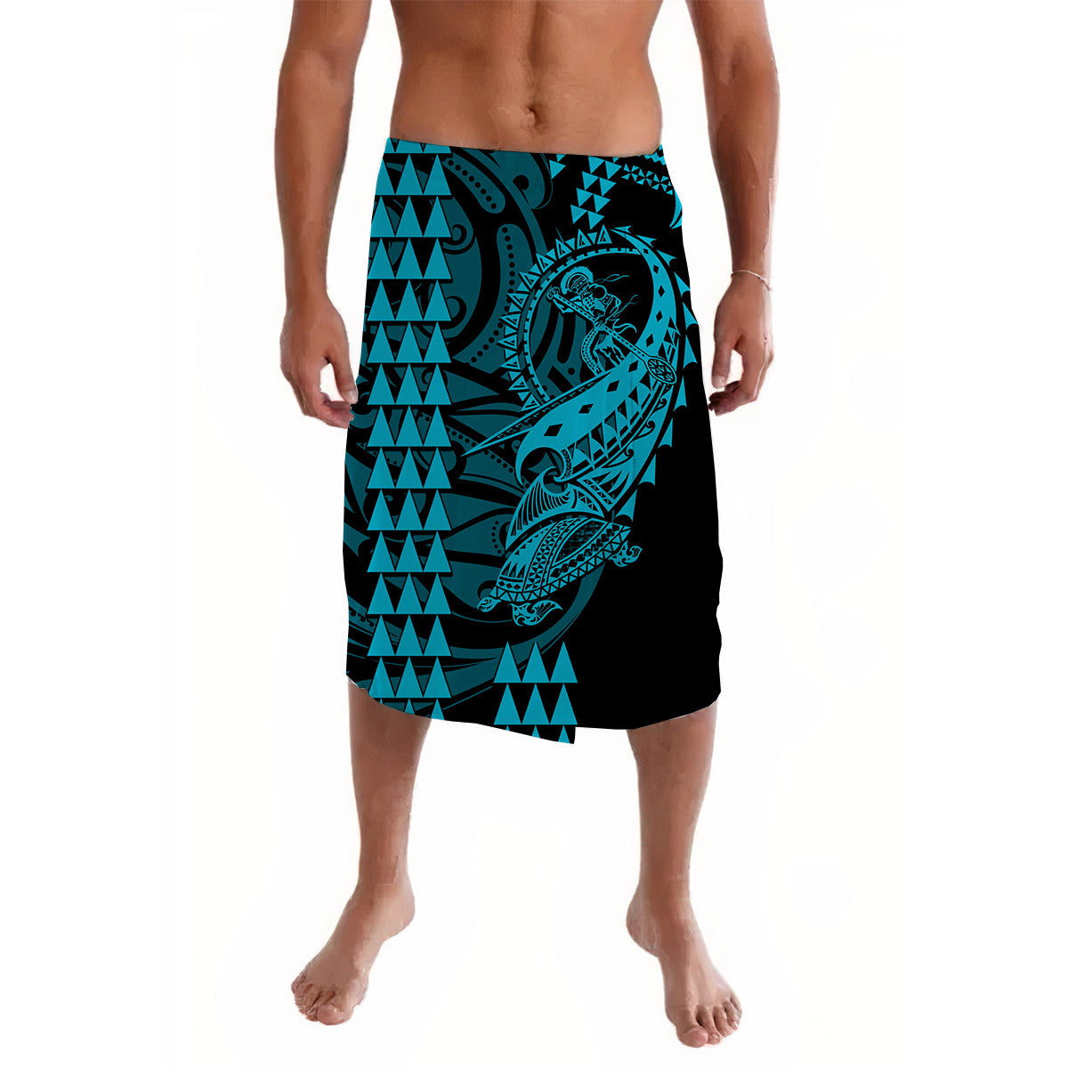 Hawaii Polynesian Warrior Kakau Lavalava-Blue No.2