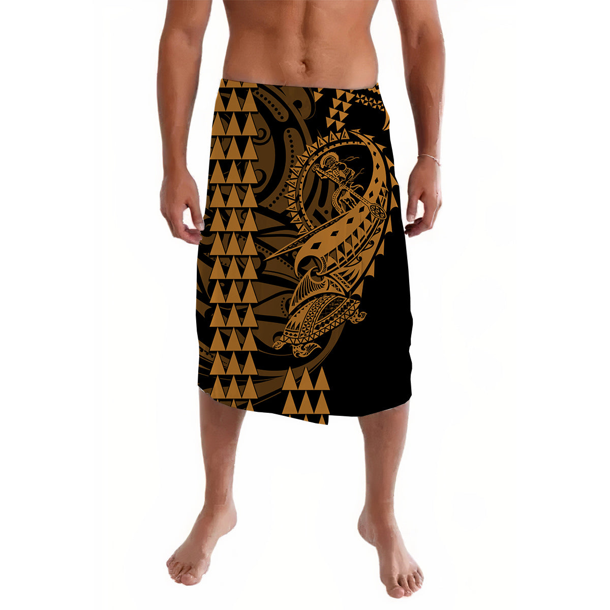 Hawaii Polynesian Warrior Kakau Lavalava-Gold No.2