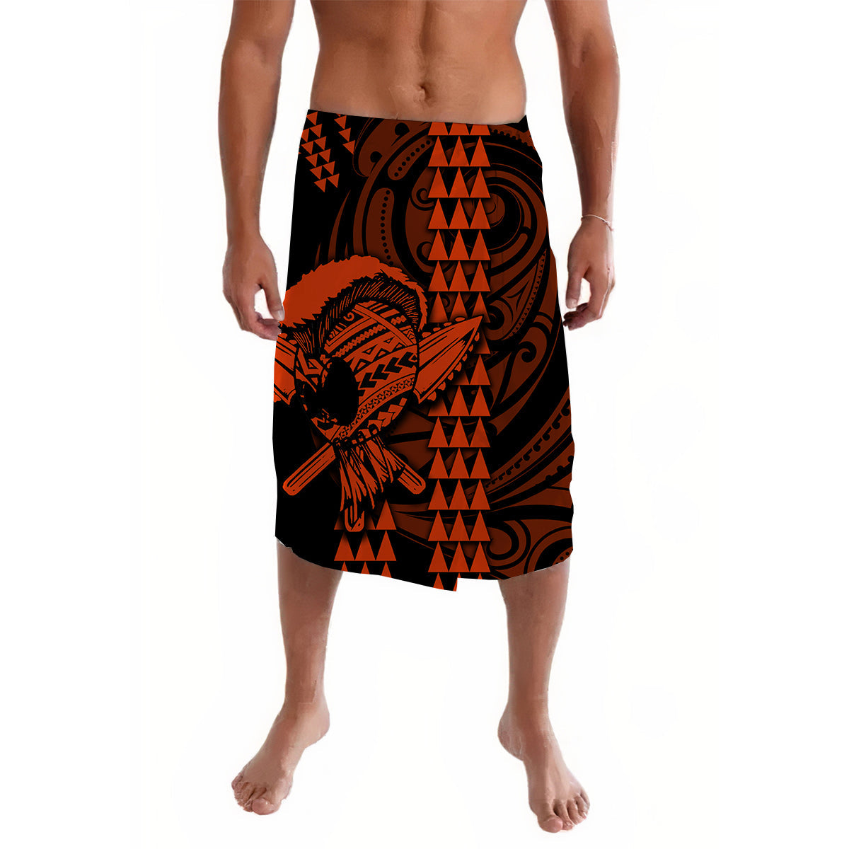 Hawaii Polynesian Warrior Kakau Lavalava-Orange No.1
