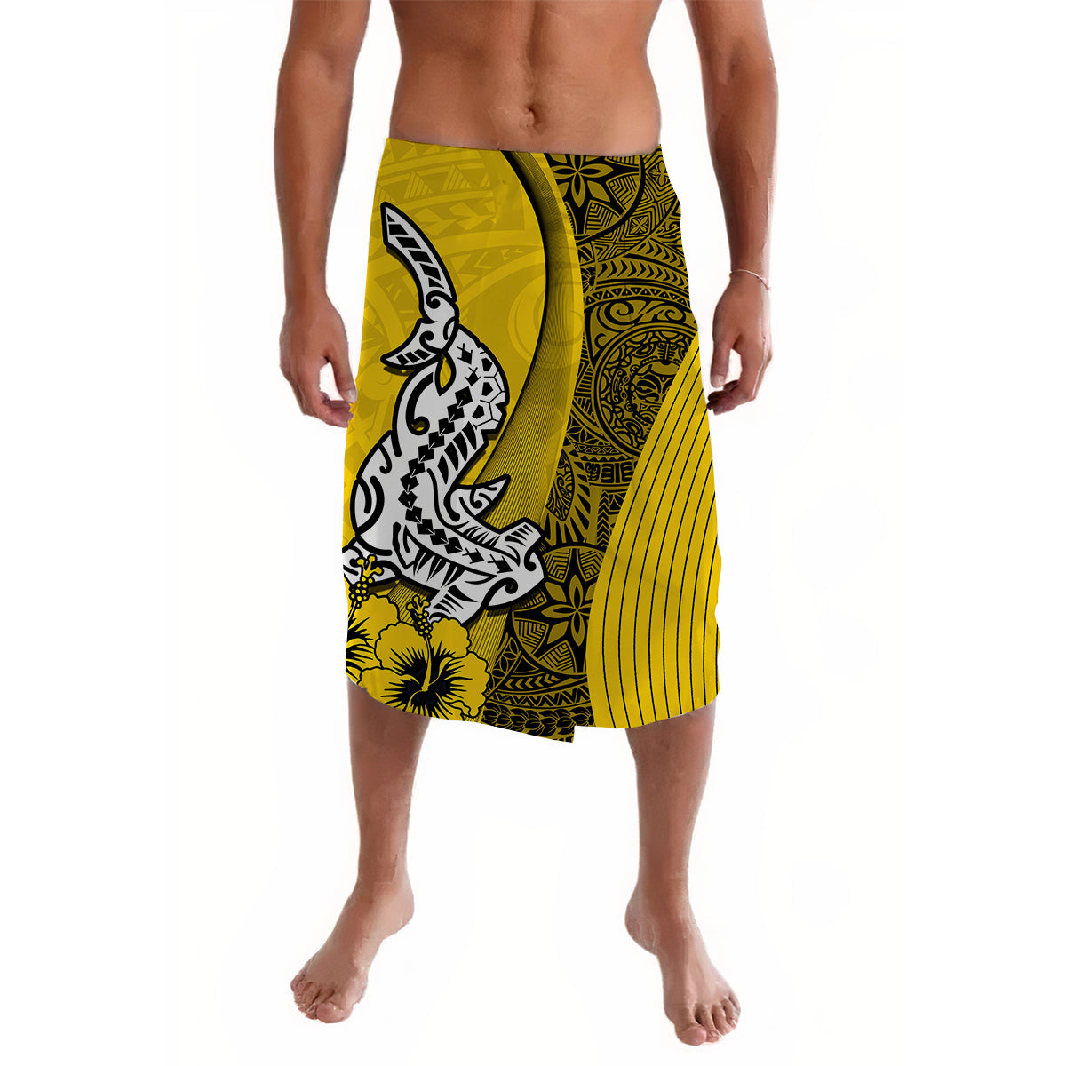 Hawaiian Shark Polynesian Lavalava Vibe Yellow Style