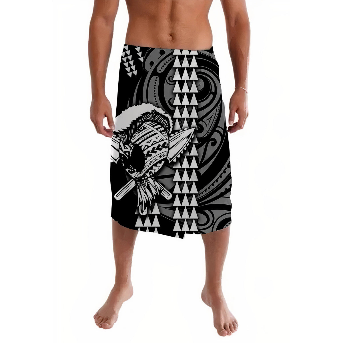 Hawaii Polynesian Warrior Kakau Lavalava-White No.1