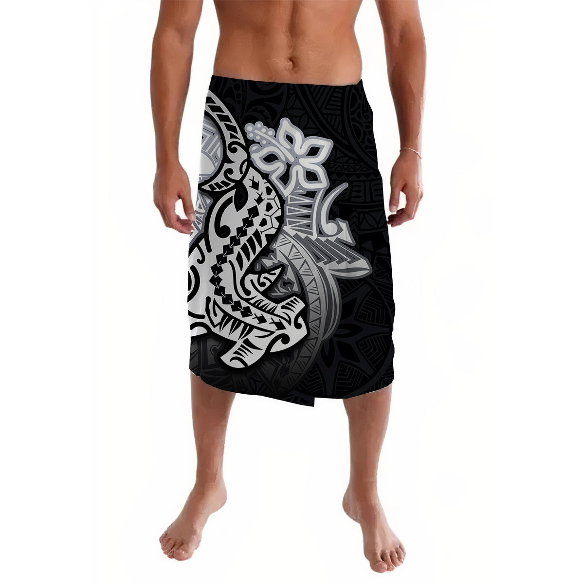 Hawaiian Shark Polynesian Lavalava Black