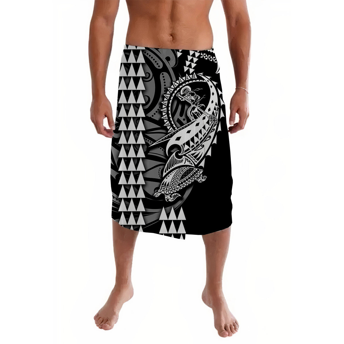 Hawaii Polynesian Warrior Kakau Lavalava-White No.2