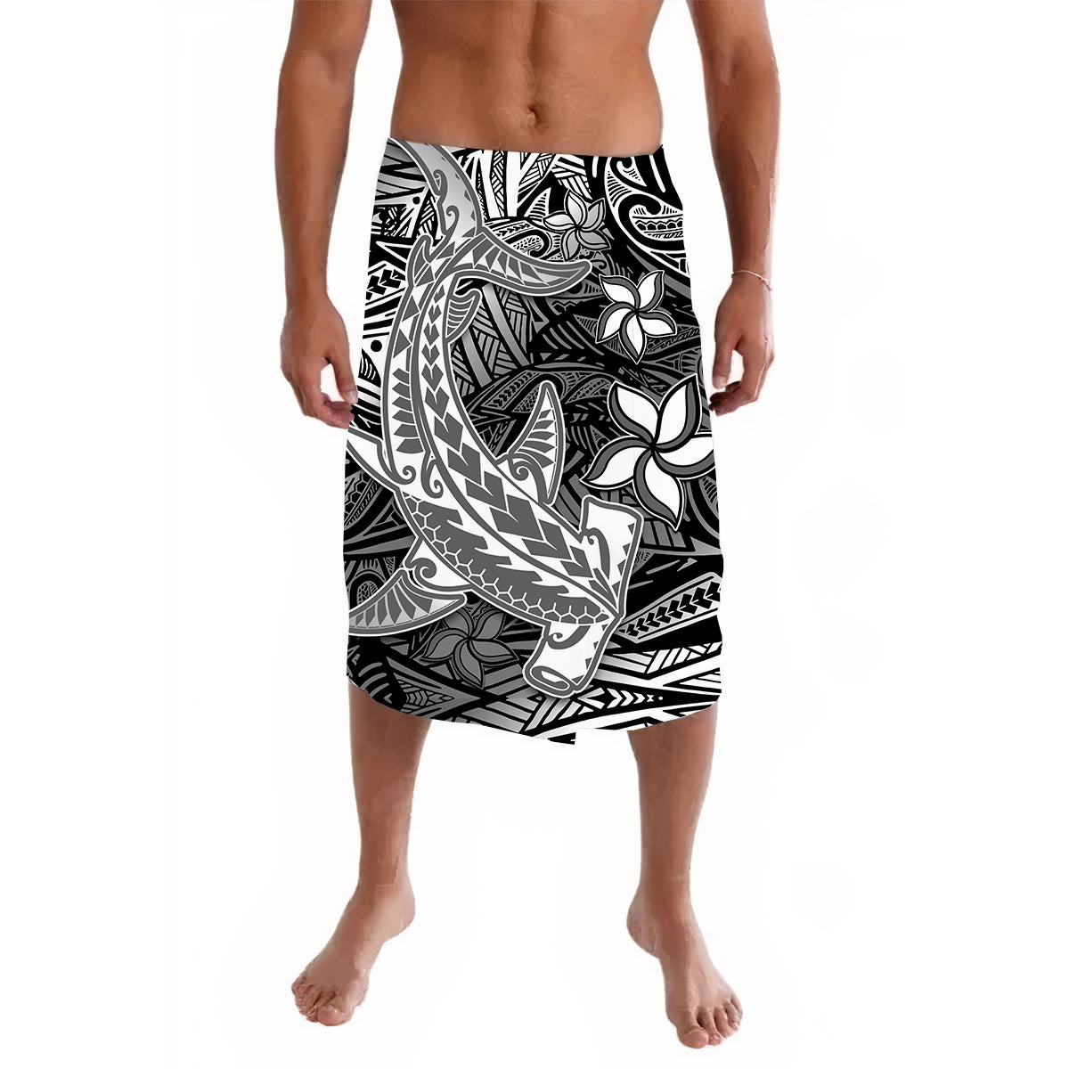 Polynesian Lavalava Black Hawaiian Tribal Hammerhead Shark