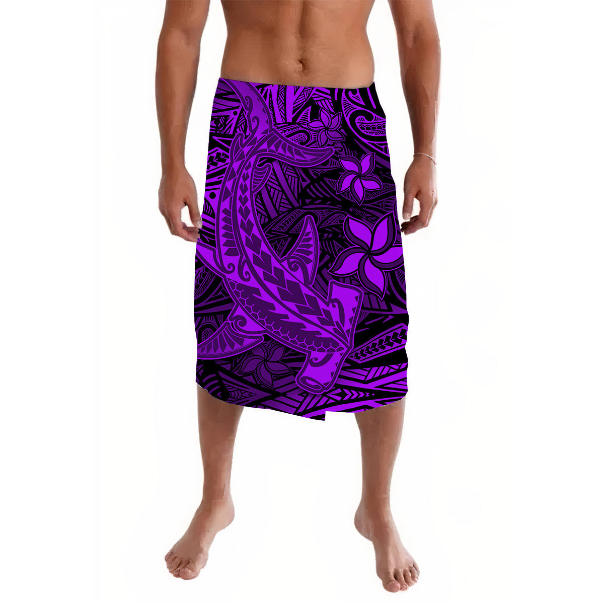 Polynesian Lavalava Purple Hawaiian Tribal Hammerhead Shark