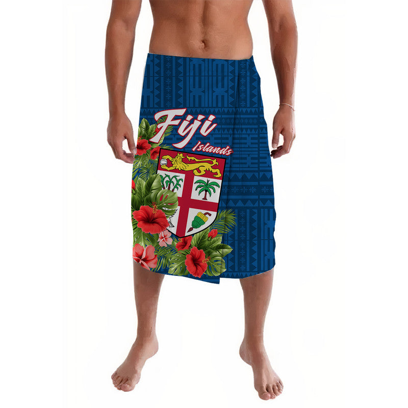 Fiji Islands Lavalava Tropical Flowers and Tapa Pattern