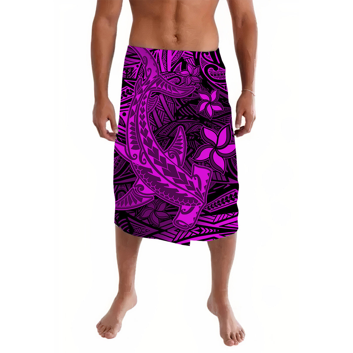 Polynesian Lavalava Pink Hawaiian Tribal Hammerhead Shark