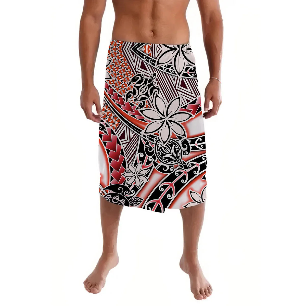 Hawaii Lavalava Tribal Plumeria With Polynesian Turtle Ver.03