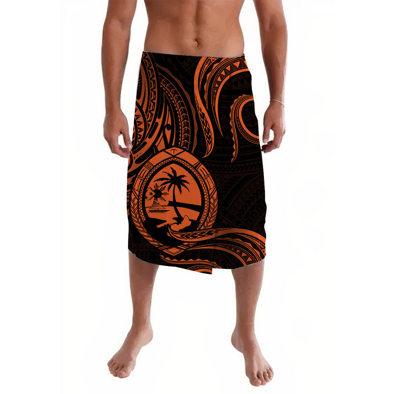 Polynesian Guam With Polynesian Tribal Tattoo and Coat of Arms Lavalava Orange Version
