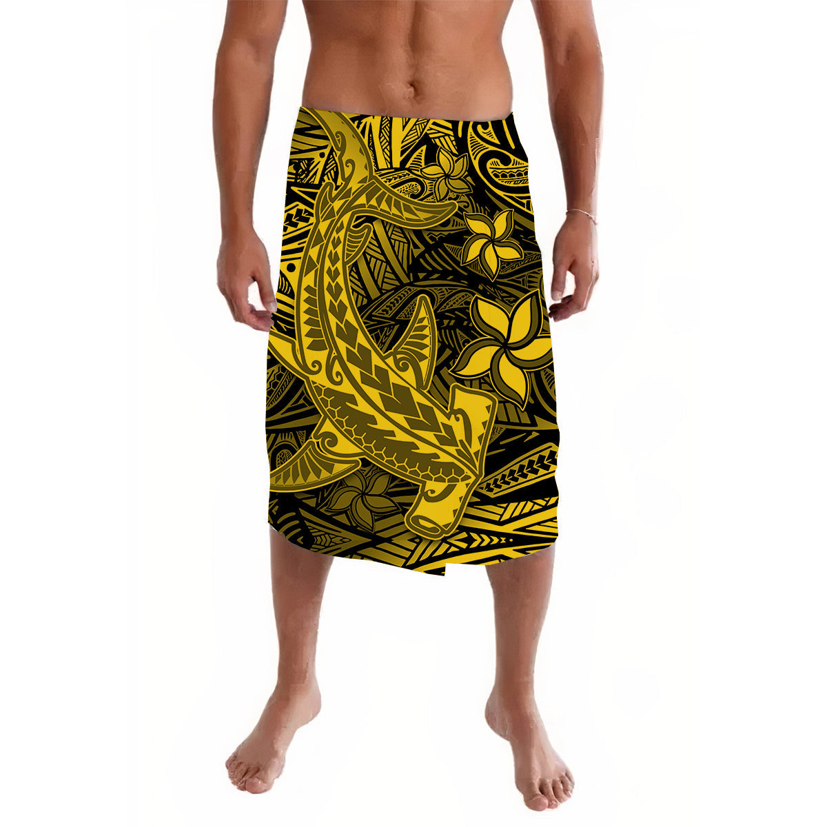 Polynesian Lavalava Gold Hawaiian Tribal Hammerhead Shark