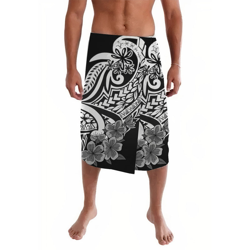 Polynesian Floral Tribal Lavalava Black