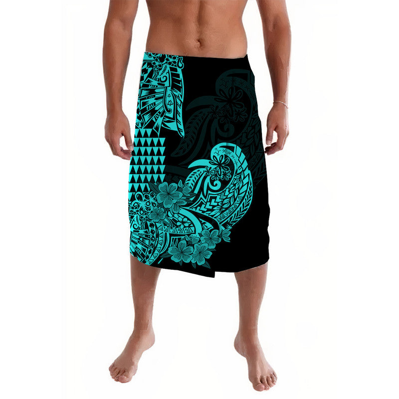Hawaii Kakau Lavalava Polynesian Floral Tribal Aqua Version