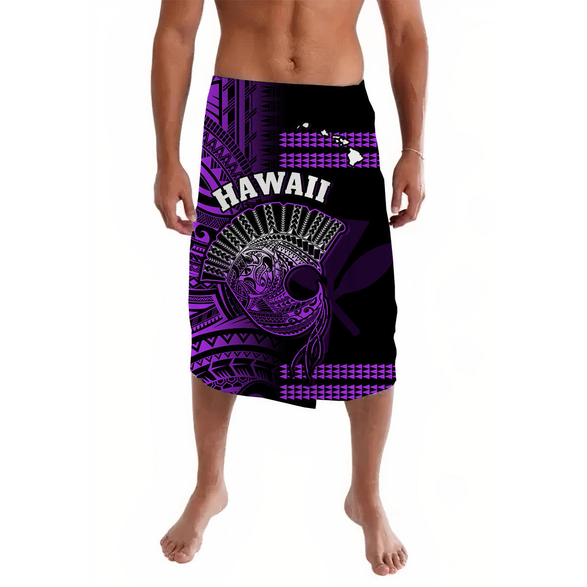 Hawaii Lavalava Kakau Warrior Helmet Gradient Purple Polynesian