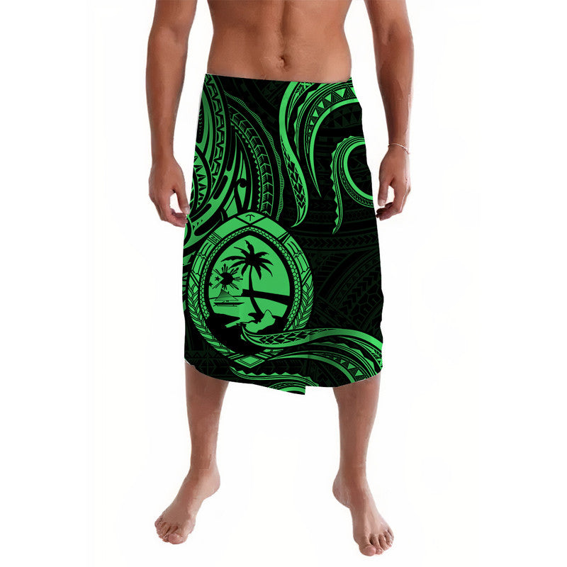 Polynesian Guam With Polynesian Tribal Tattoo and Coat of Arms Lavalava Green Version