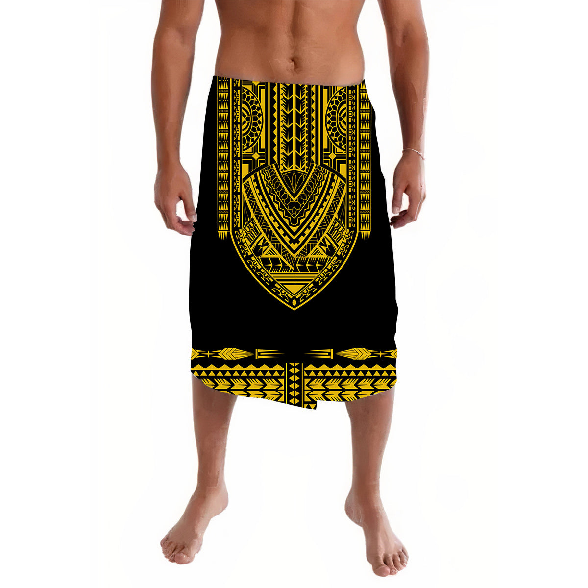 Polynesian Lavalava Dashiki With Polynesian Tattoo Royal Golden Version