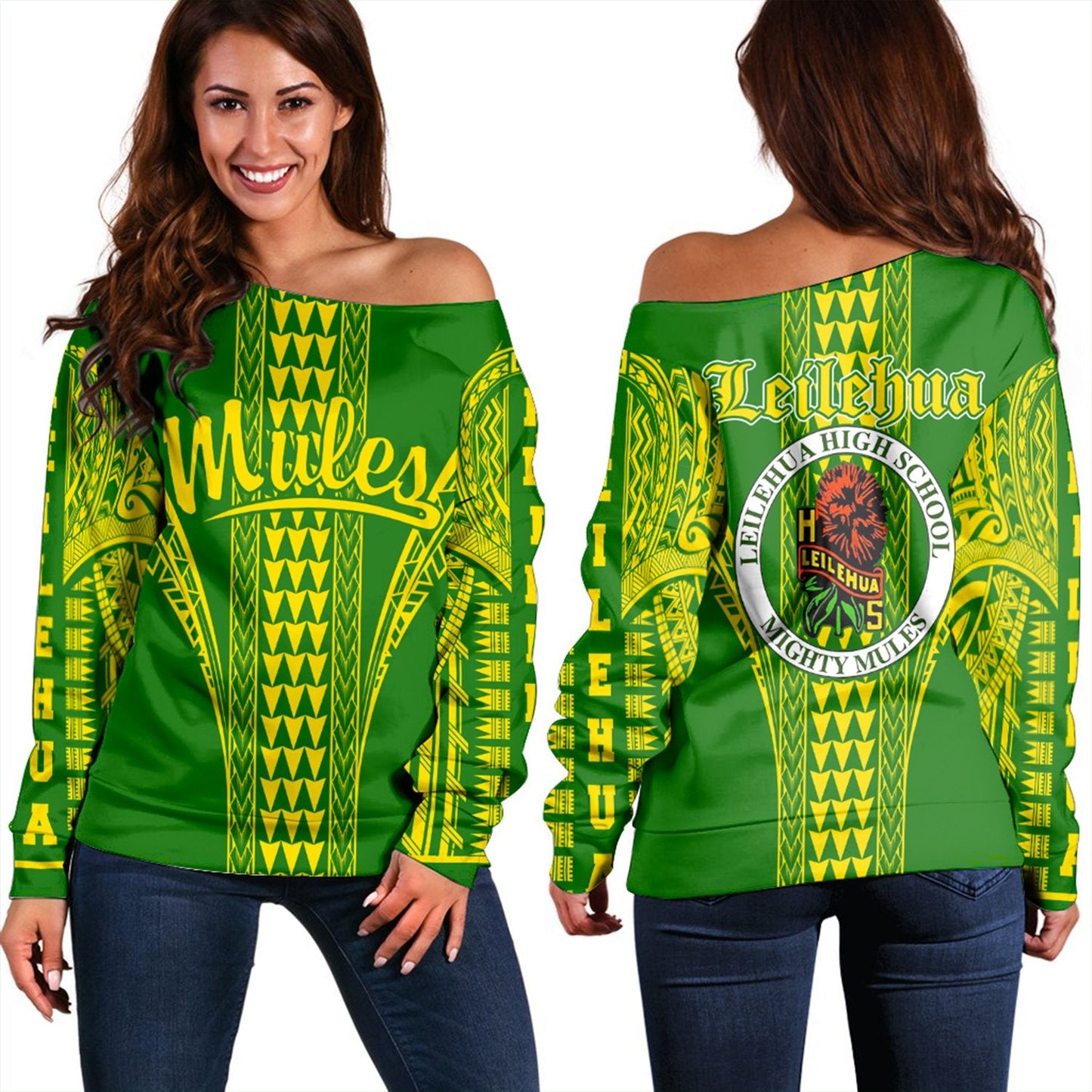 Hawaii Leilehua High Women's Off Shoulder Sweatshirt AH