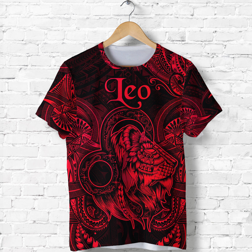 Leo Zodiac Polynesian T Shirt Unique Style - Red
