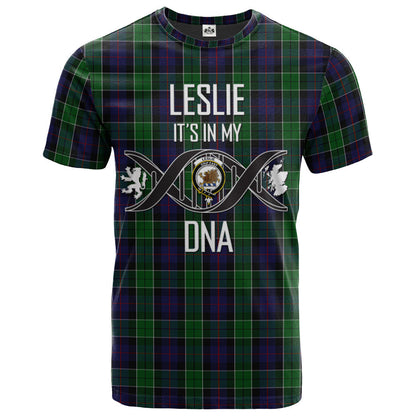 Printivon Leslie Hunting Clan DNA In Me Tartan Crest T Shirt