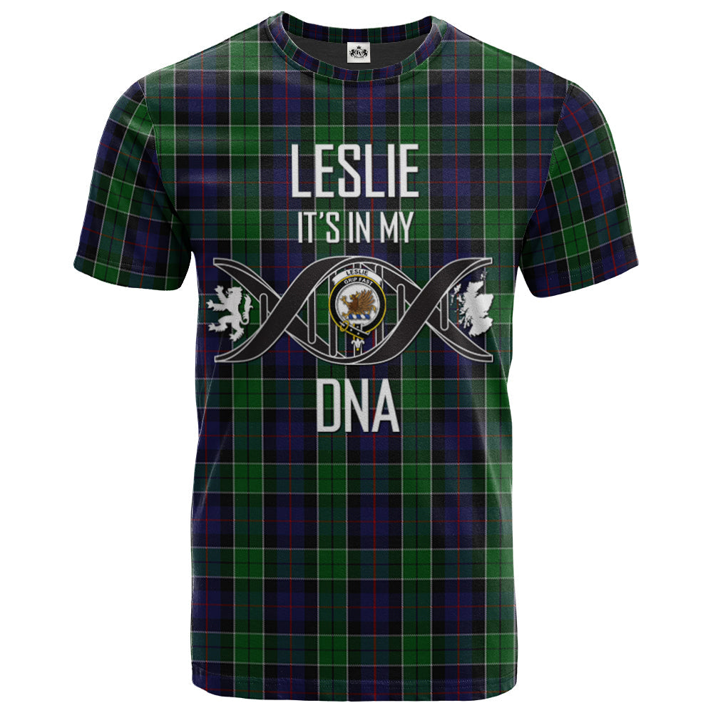 Printivon Leslie Hunting Clan DNA In Me Tartan Crest T Shirt