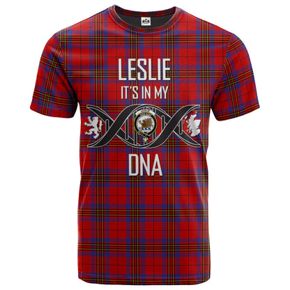 Printivon Leslie Modern Clan DNA In Me Tartan Crest T Shirt