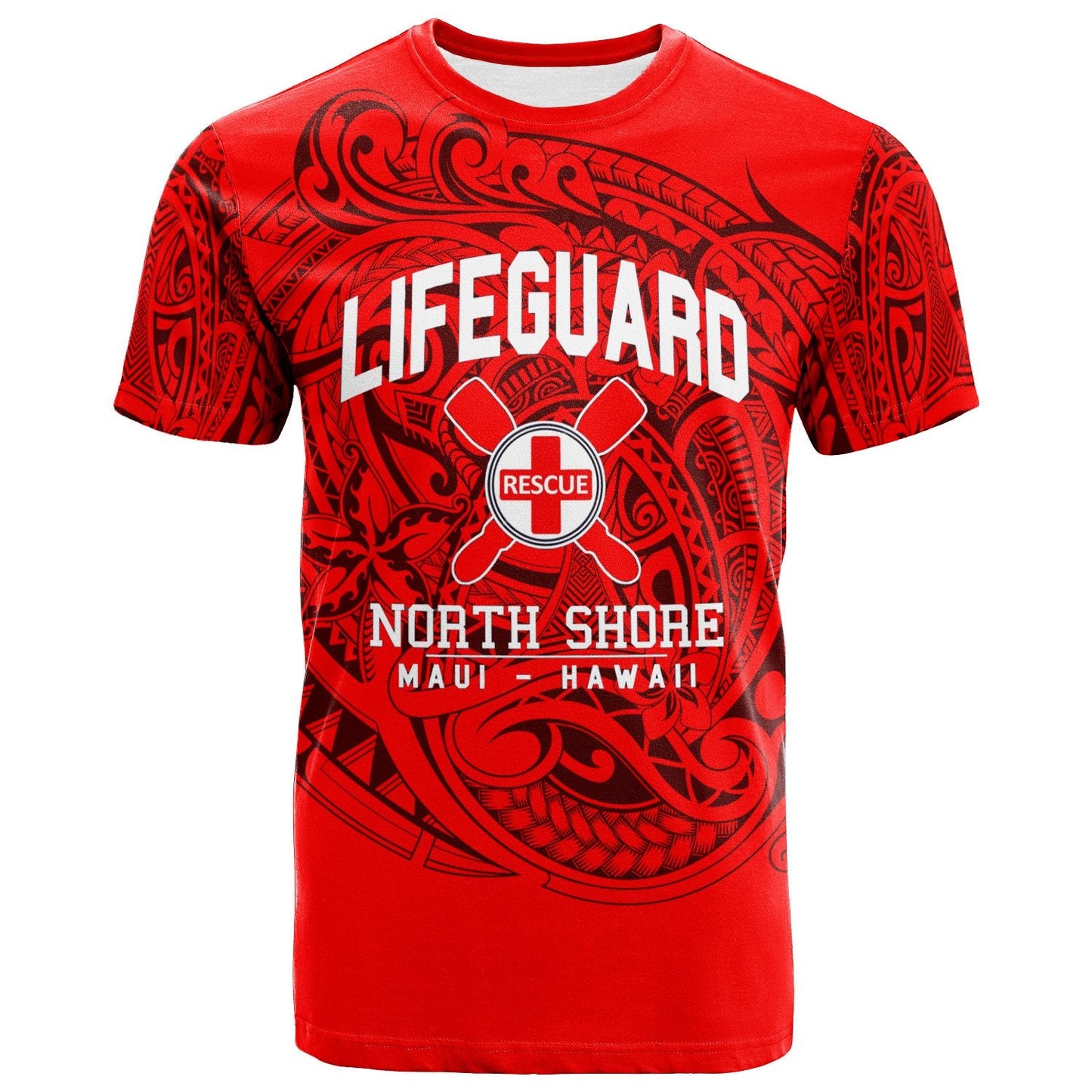 Hawaii T-shirt Lifeguard North Shore MAUI Hawaii Unique Red