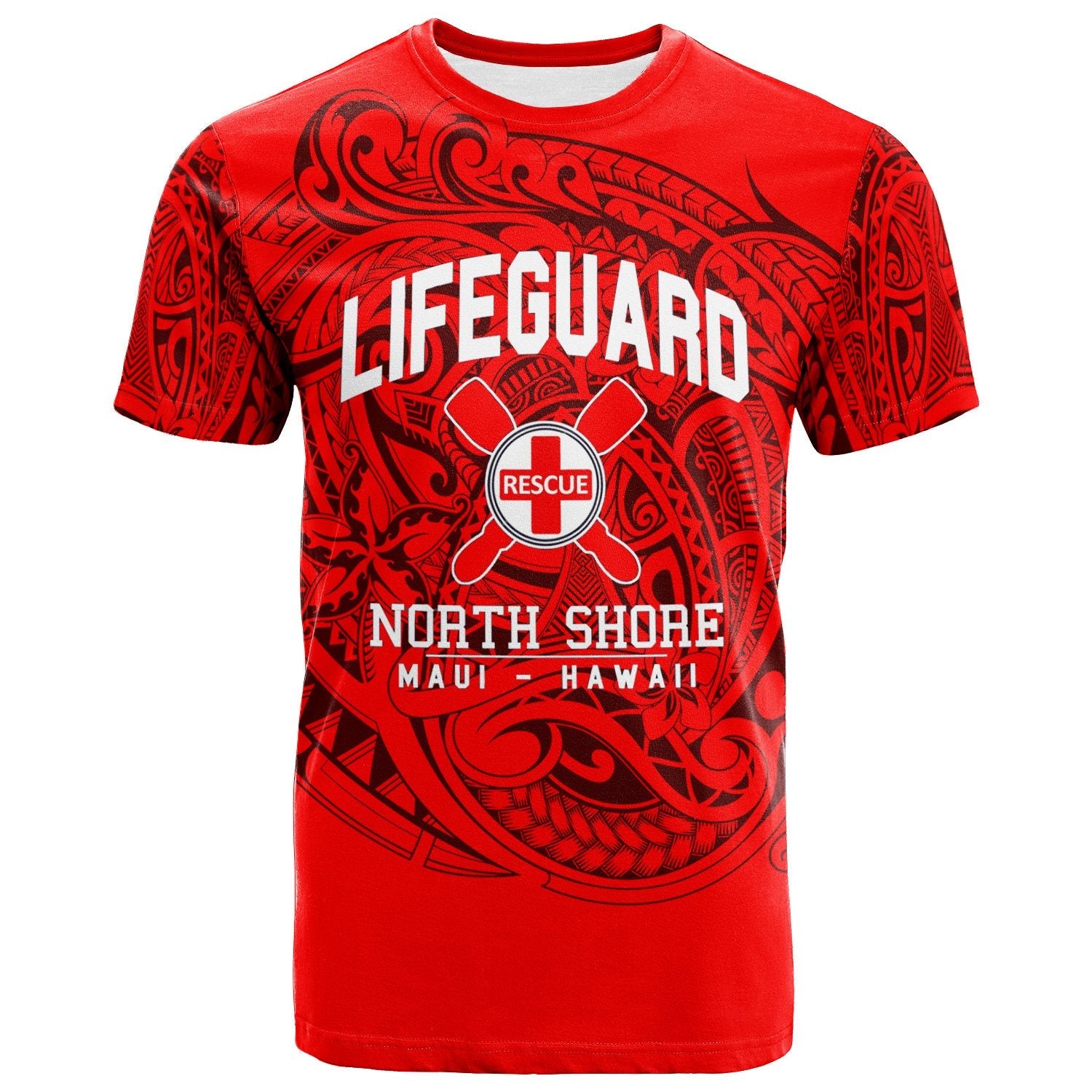 Hawaii T-shirt Lifeguard North Shore MAUI Hawaii Unique Red