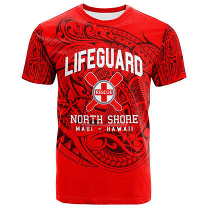 Hawaii T-shirt Lifeguard North Shore MAUI Hawaii Unique Red