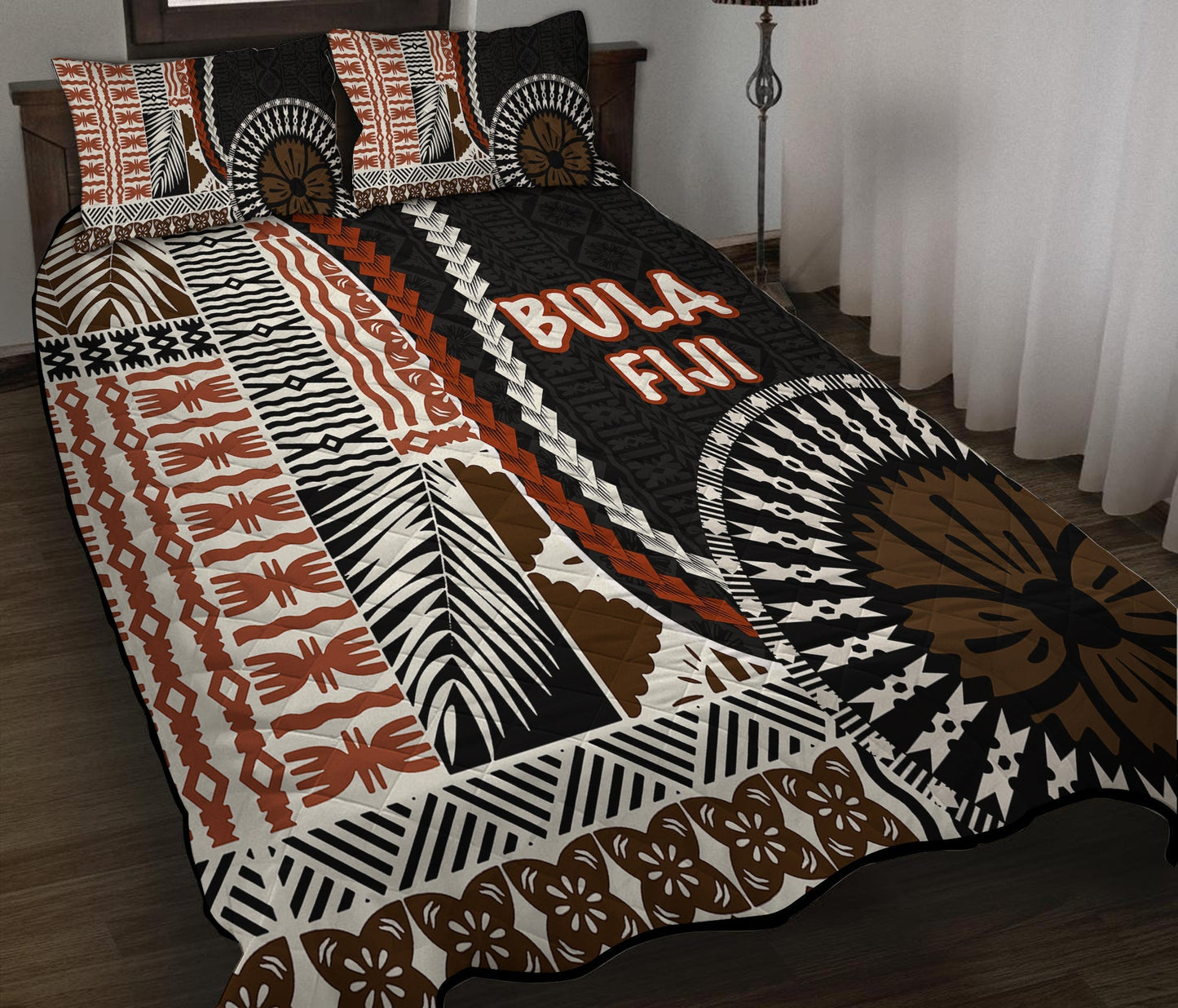 Bula Fiji Quilt Bed Set Masi Tapa Patterns Style