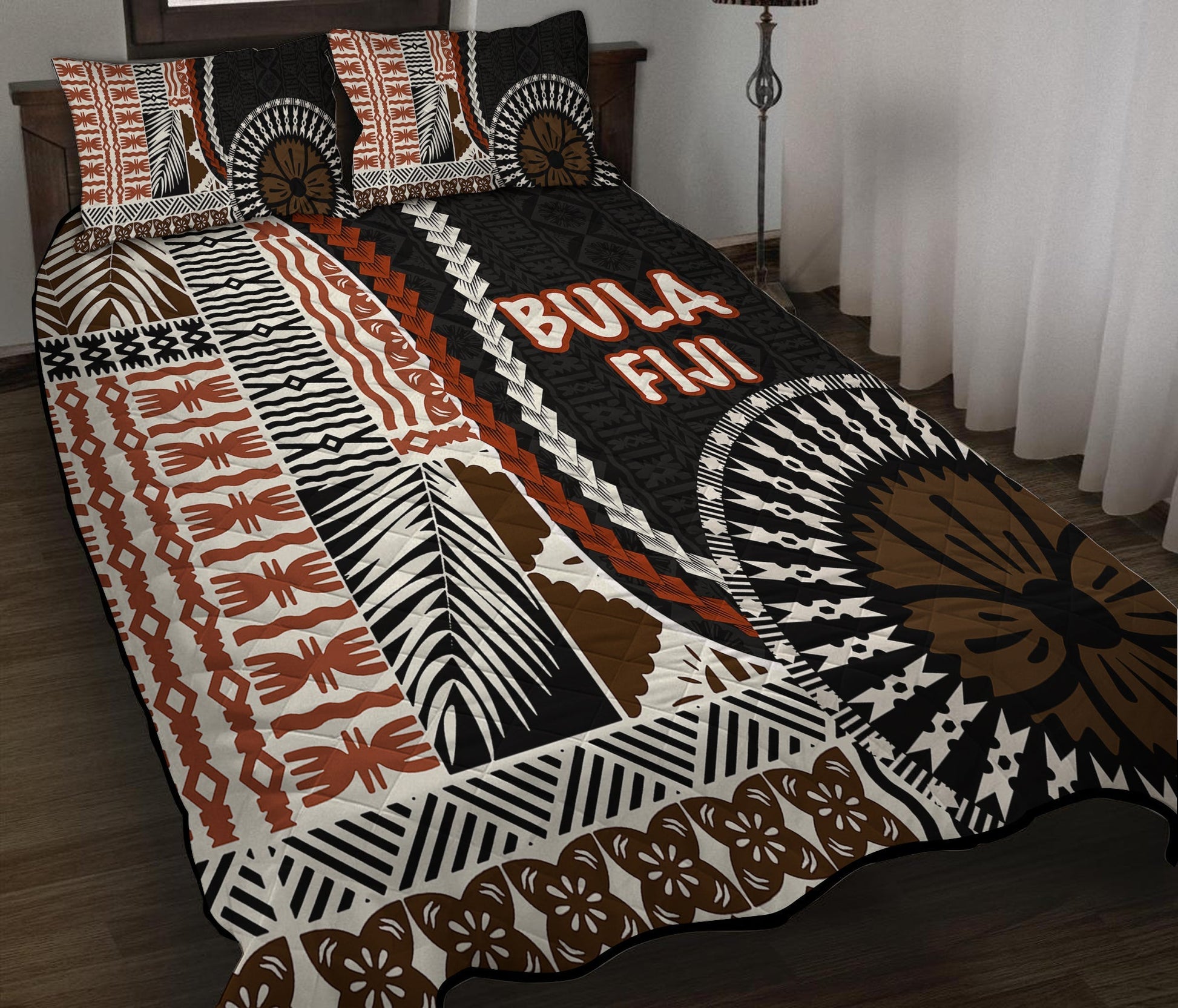 Bula Fiji Quilt Bed Set Masi Tapa Patterns Style